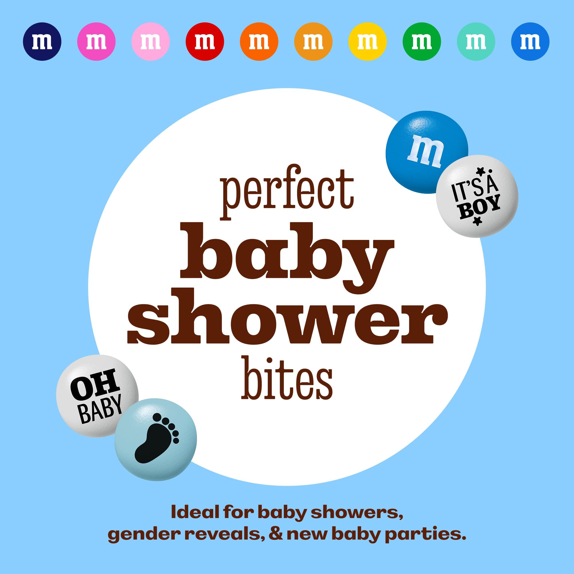 M&M'S World It's A Boy Milk Chocolate Candy 2lb Bag with White and Blue M&M'S for Baby Boy Showers Gender Reveal Parties and Baby Celebration Favors