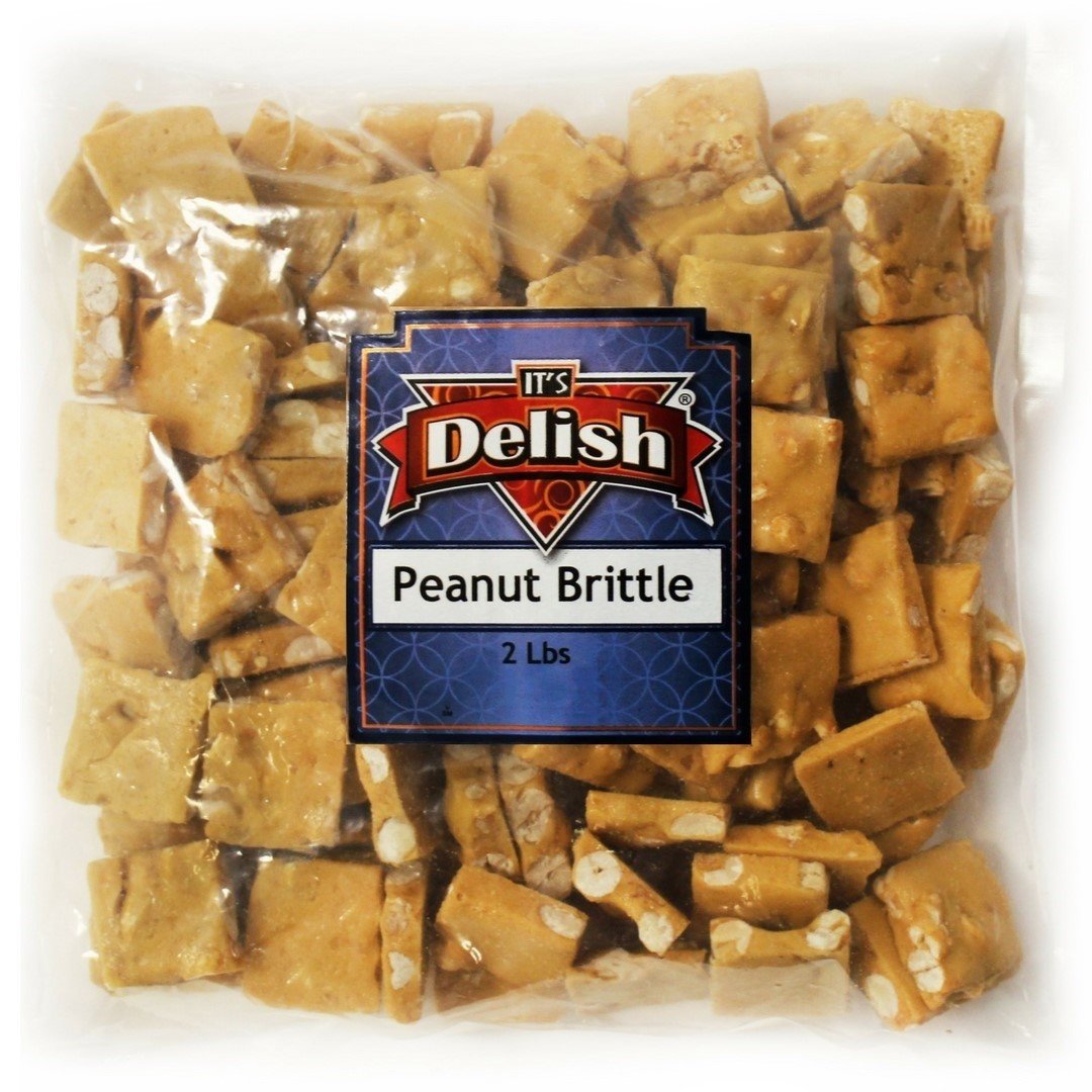 Gourmet Peanut Brittle by Its Delish, 2 lbs Bulk Bag | Handmade Old-Fashioned Style | Beautiful & Delicious Square Cut Pieces of Peanuts Brittle Candy
