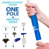 Unger Connect and Clean Dusting Kit with 4' Steel Pole, Features Microfiber Duster, Cobweb and Corner Duster and Wide Blind Duster, High-Access