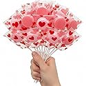 Valentine Red & Pink Heart Printed Lollipops - (Pack of 57) - Ideal for Valentine's Day Parties, Party Favors, Classroom Treats & Gift Bags