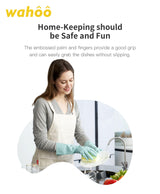 LANON Protection wahoo Skin-Friendly Dishwashing Cleaning Gloves, Dishwashing Kitchen Gloves with Cotton Flocked Liner, Non-Slip, Surf Spray, Large