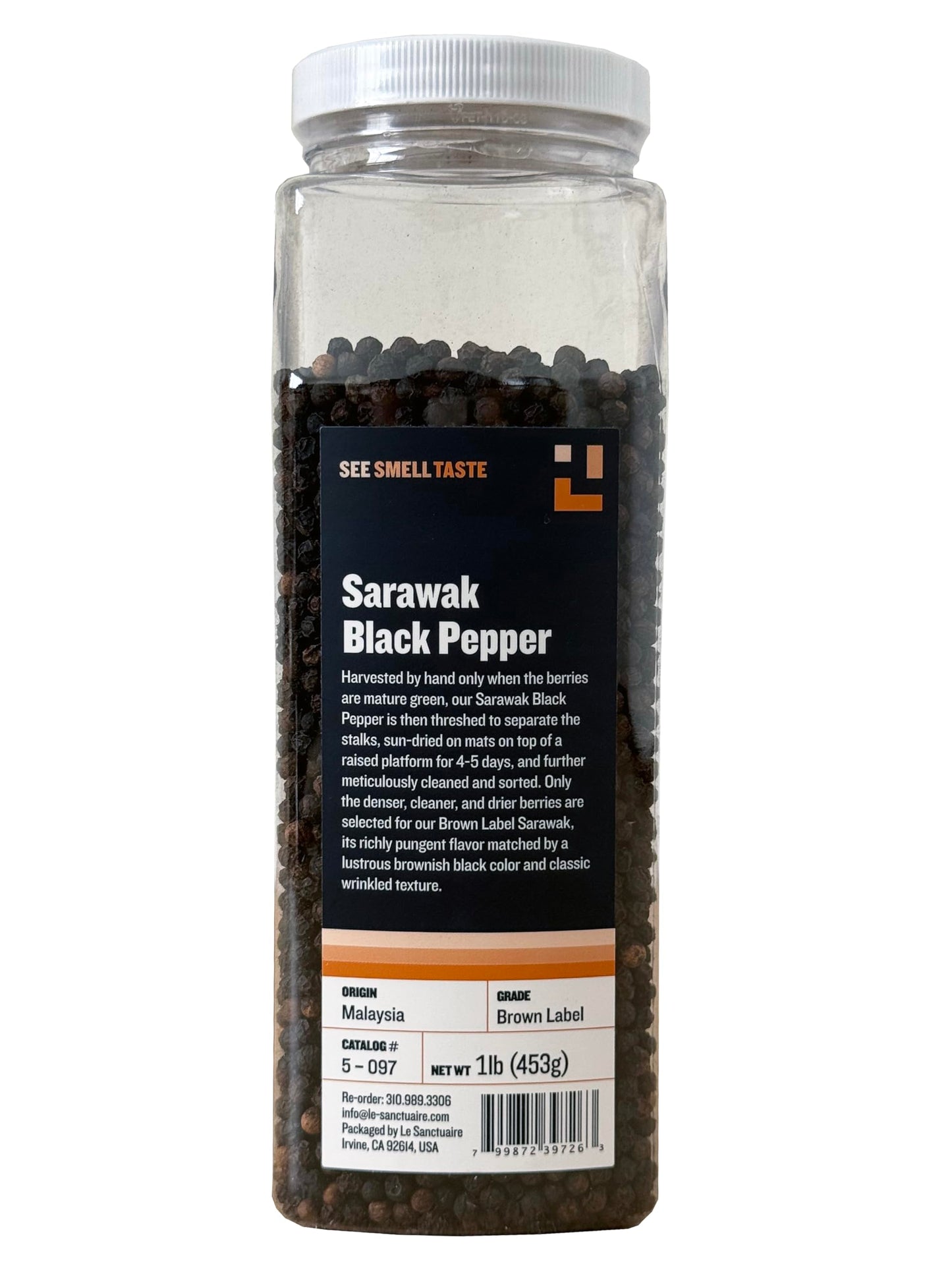 See Smell Taste Sarawak Black Peppercorns Whole Brown Label (1 Lb),