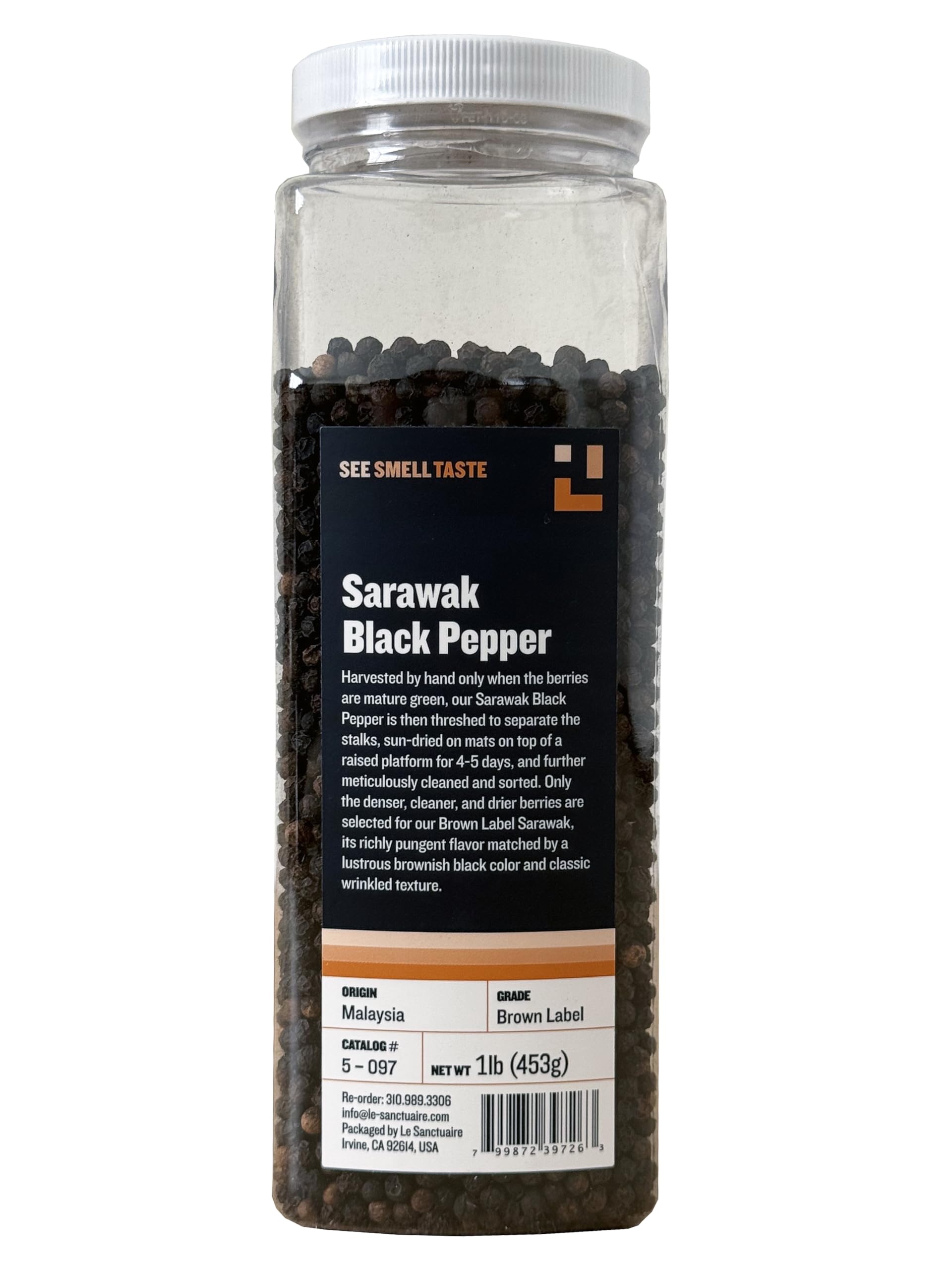See Smell Taste Sarawak Black Peppercorns Whole Brown Label (1 Lb),