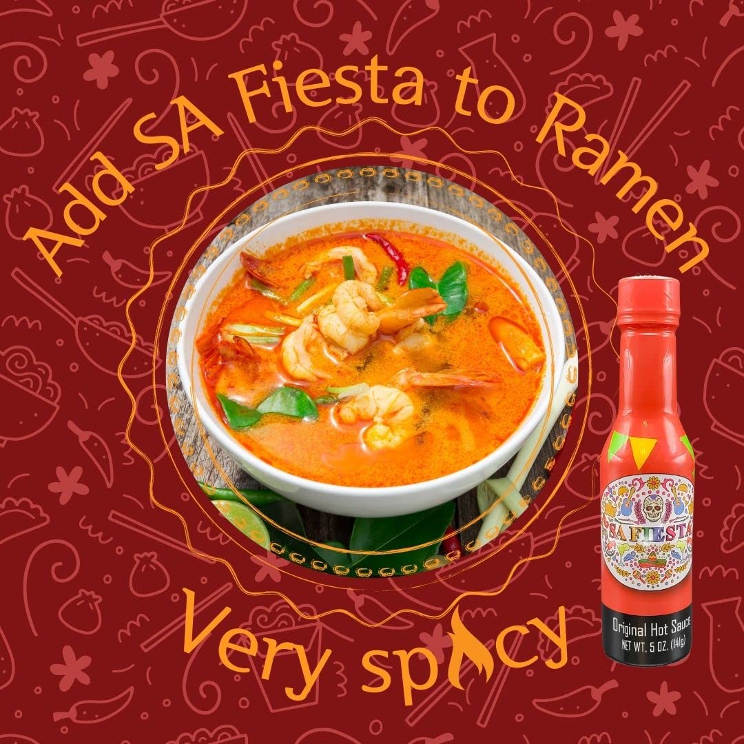 SA Fiesta Hot Sauce, A Perfect Balance of Heat and Flavor, Gourmet, Versatility For All Kinds of Foods, Carolina Reaper Pepper Flavored, Exquisite