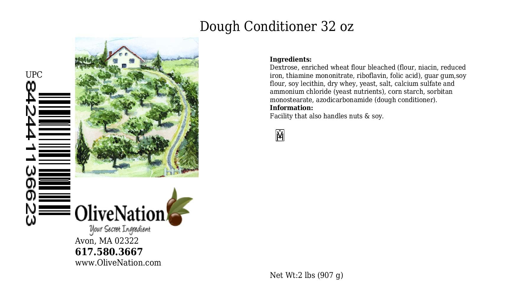 OliveNation Dough Conditioner and Improver, Baking Strengthener for Breads, Pastry, Baked Goods, Kosher - 32 ounces