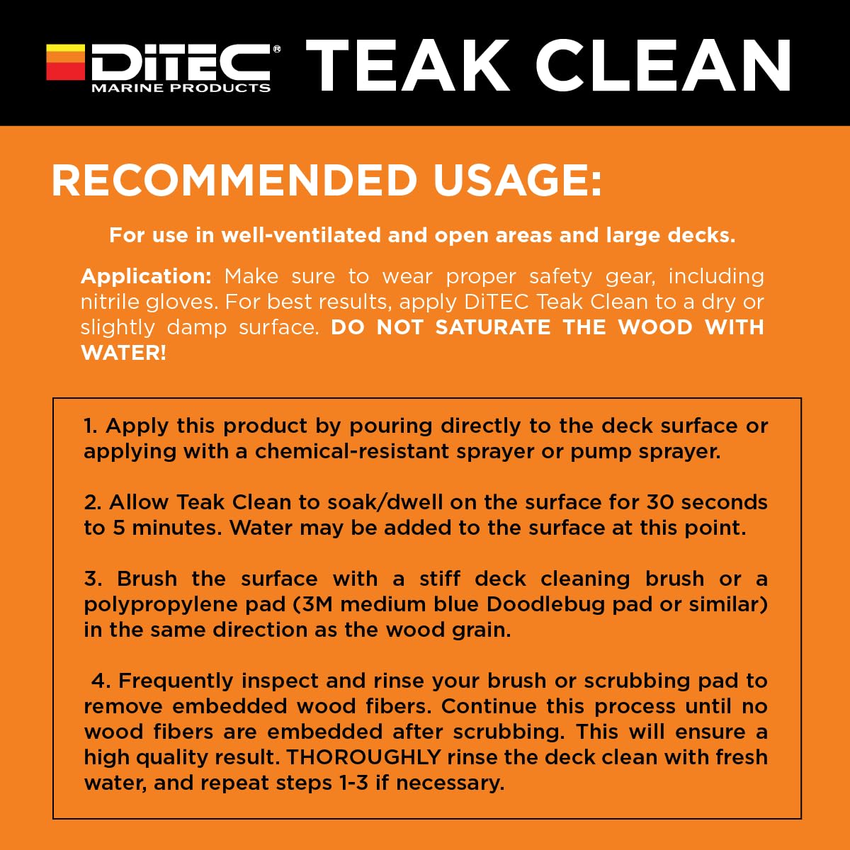 DITEC Teak Clean - Marine Wood Cleaner & Restorer - Safely Removes Grey Oxidation & Grime - Professional Yacht-Grade Formula - Biodegradable