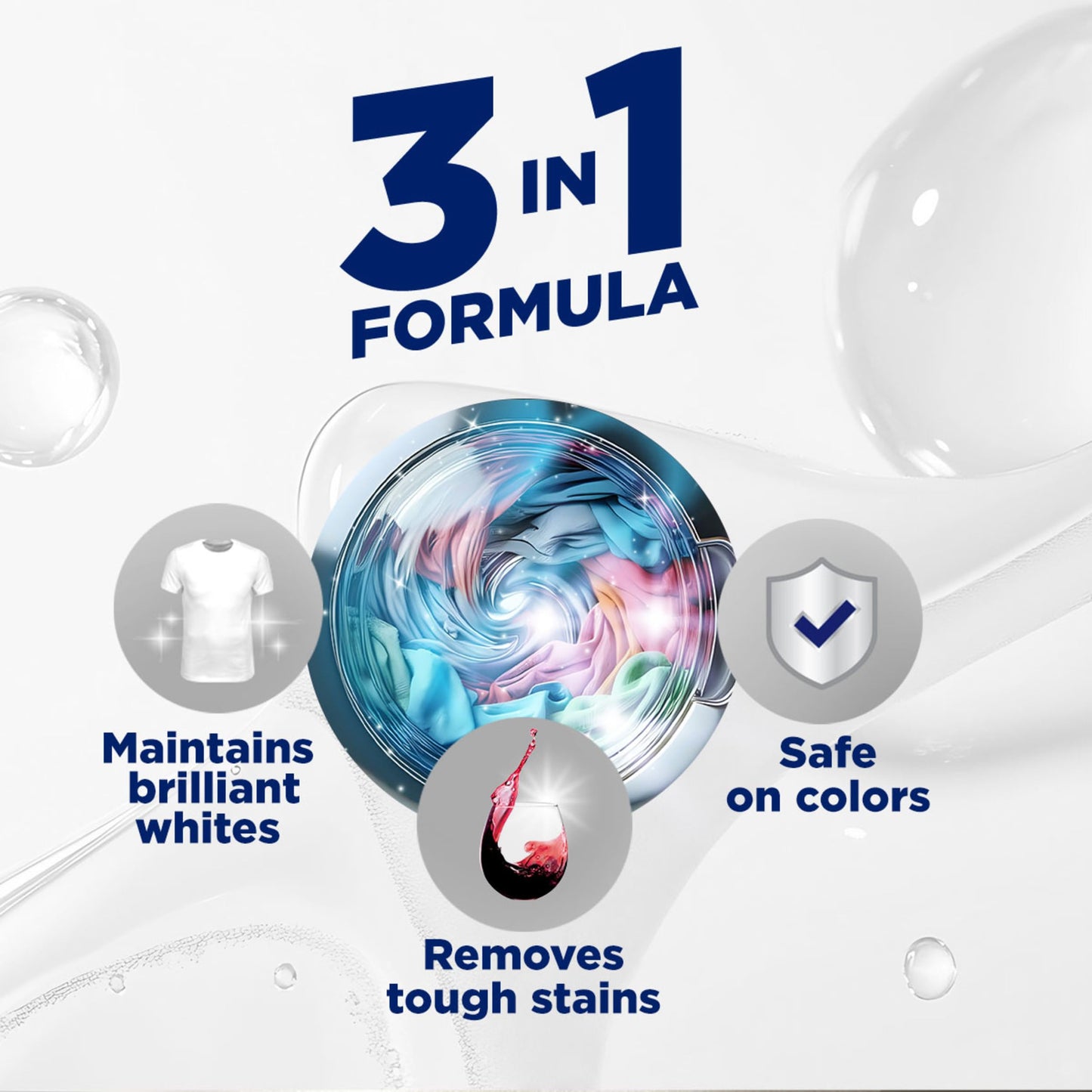OxiClean Triple Action White Revive Laundry Whitener and Stain Remover Powder, Use with Detergent, Whitens and Brightens Clothes, Removes Tough