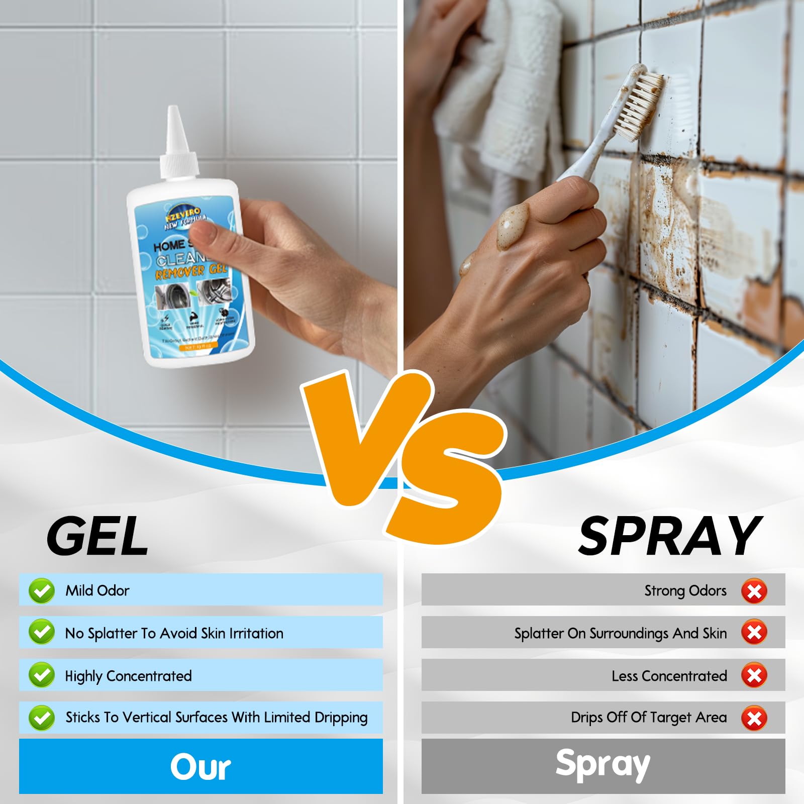 Mold Stain Remover Gel, Front Load Washer Mold Remover for Washing Machine Gasket Rubber Seal Home Stain Cleaner Gel for Grout Caulk, Bathroom