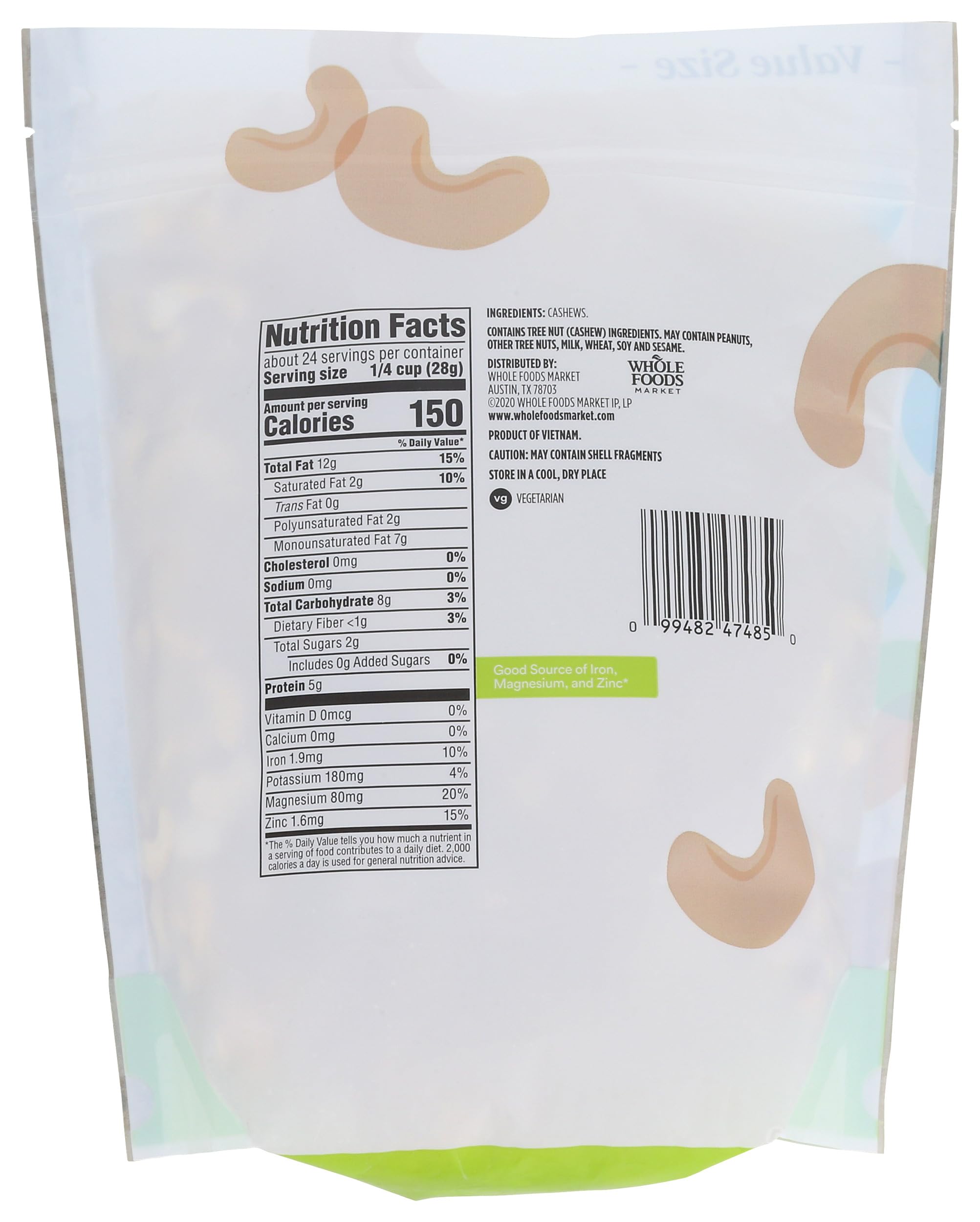 365 by Whole Foods Market, Cashews Unsalted & Unroasted, 24 Ounce