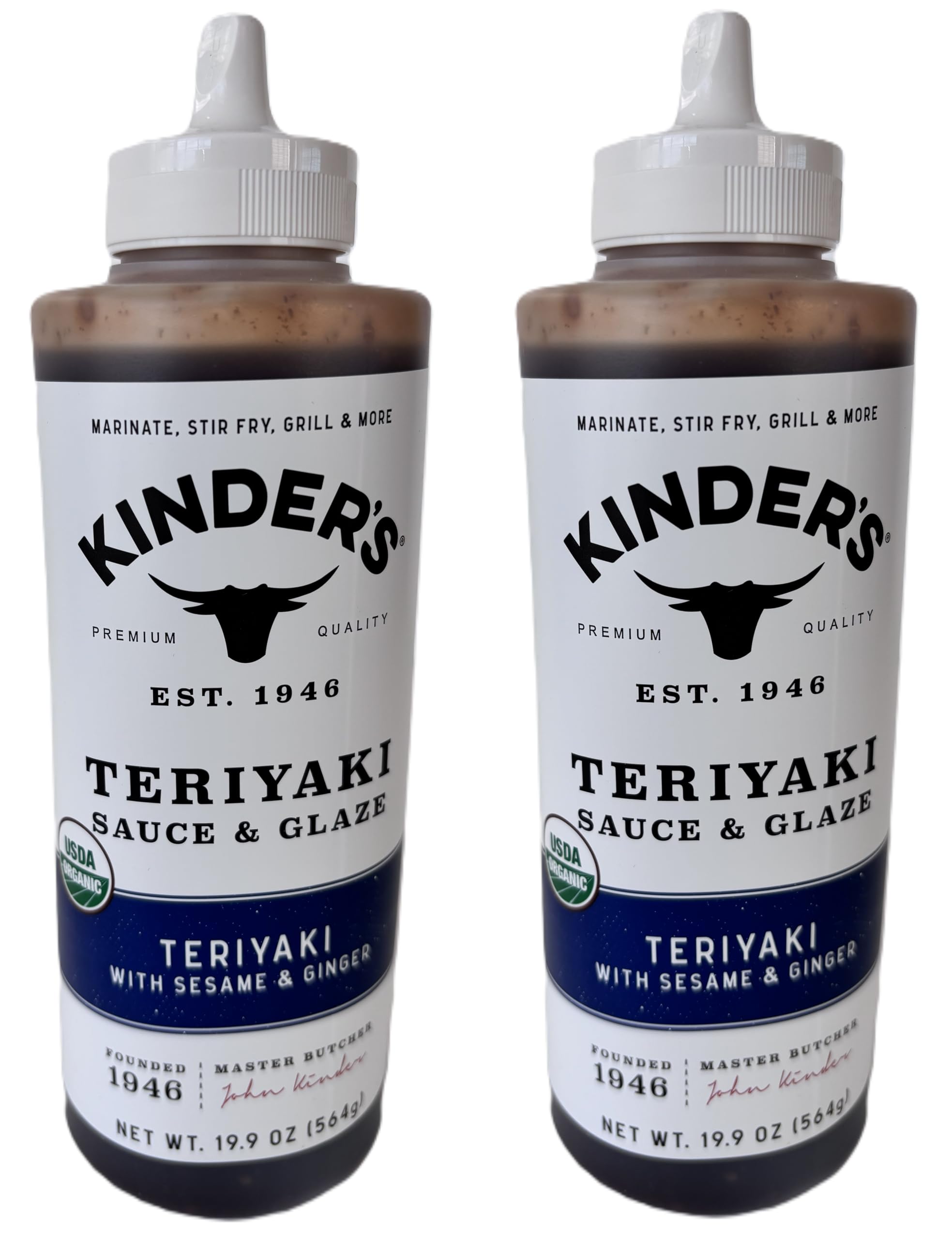 Kinder’s Organic Teriyaki Sauce & Glaze with Sesame & Ginger, 2 Pack 39.8 oz Total | USDA Organic | Vegan & Vegetarian | Perfect Marinade, Stir-Fry