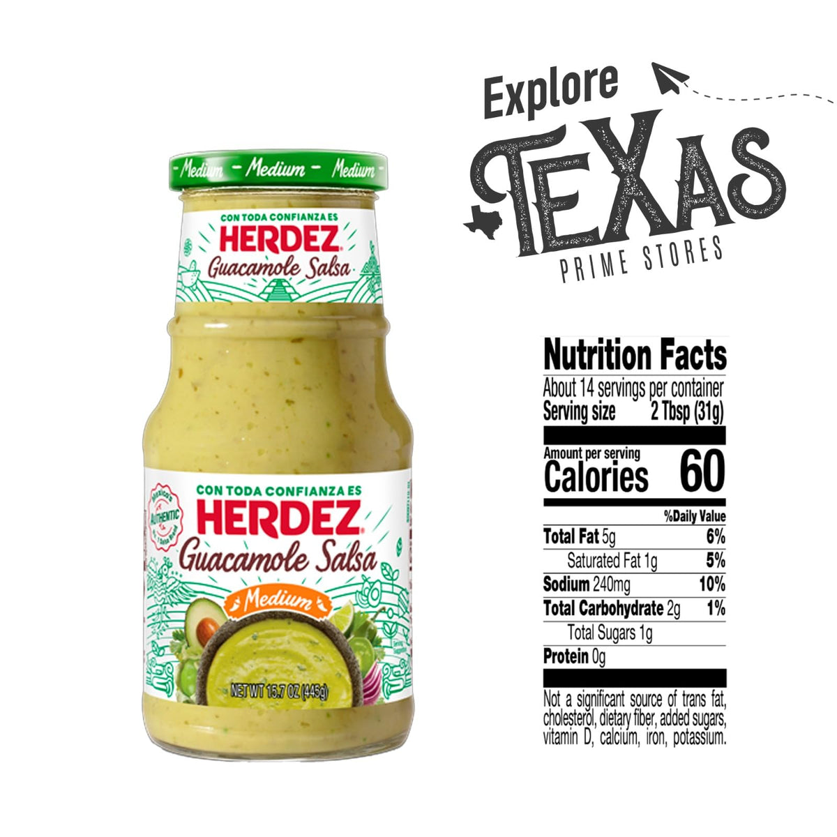 Herdez - Lavinia Essentials Bundle: 4-Pack of Salsa Guacamole Medium 16oz Glass Bottle + 1 Utility Prop.