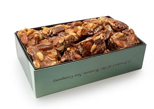 Western Nut Company Brittle Gift Box Collections, 16oz/24oz Gift Box Edition, Gift Wrapped in Seasonal Paper, Gourmet Nut Candy Assortment, Peanut