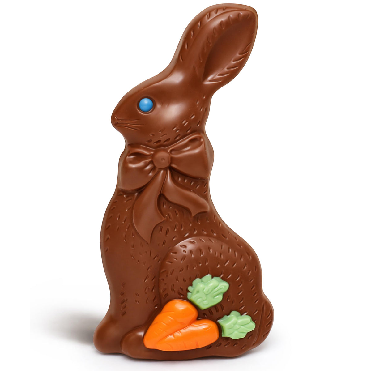 Easter Solid Milk Chocolate Bunny - Decorated Solid Chocolate Bunny with Candy Accents, Fun Easter Candy for Baskets, Egg Hunts & Gifts (3 oz)