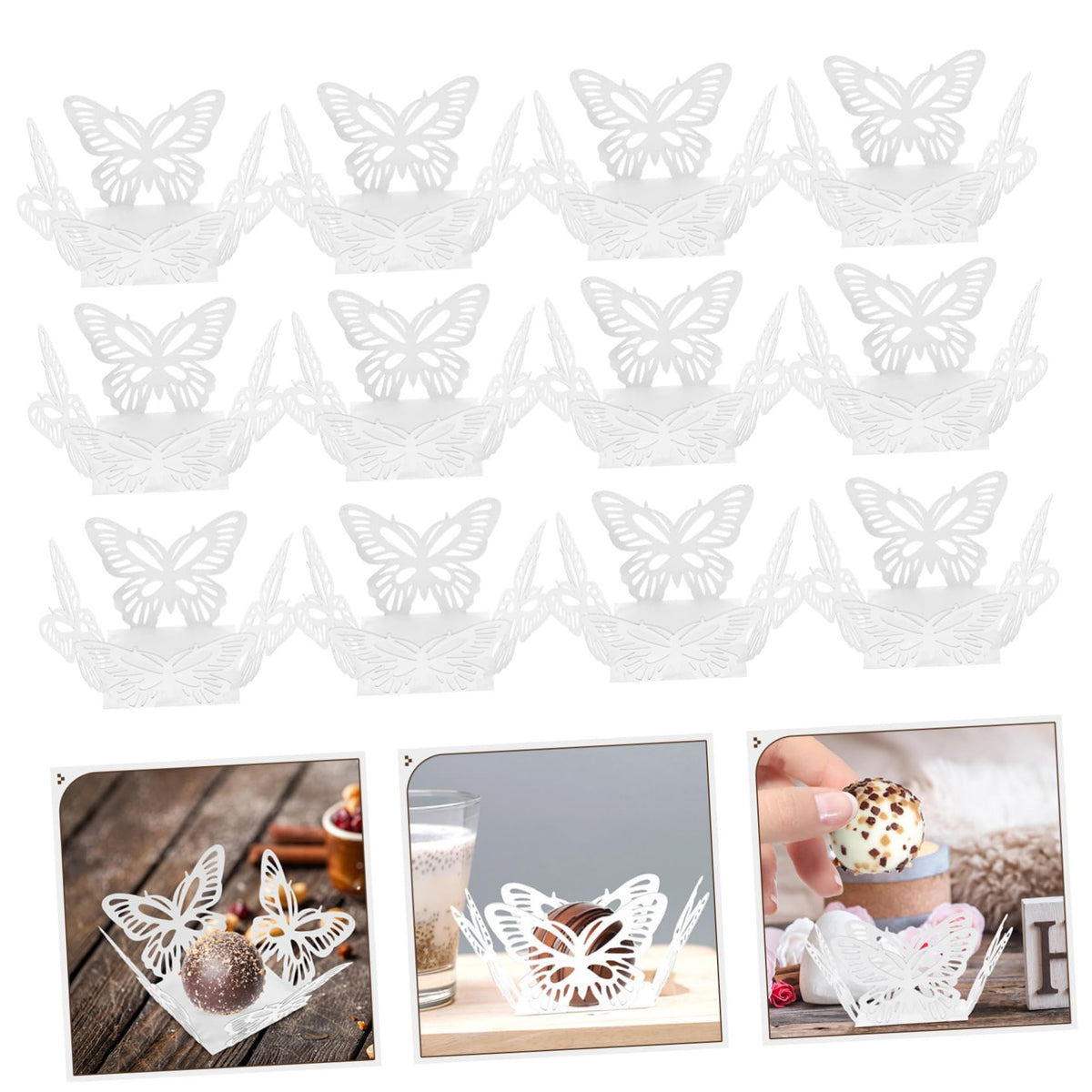 FOYTOKI 50pcs Chocolate Wrappers Paper for Candy and Chocolate Decoration Hollow Design Flared Paper Cups for Weddings Birthdays and Baking
