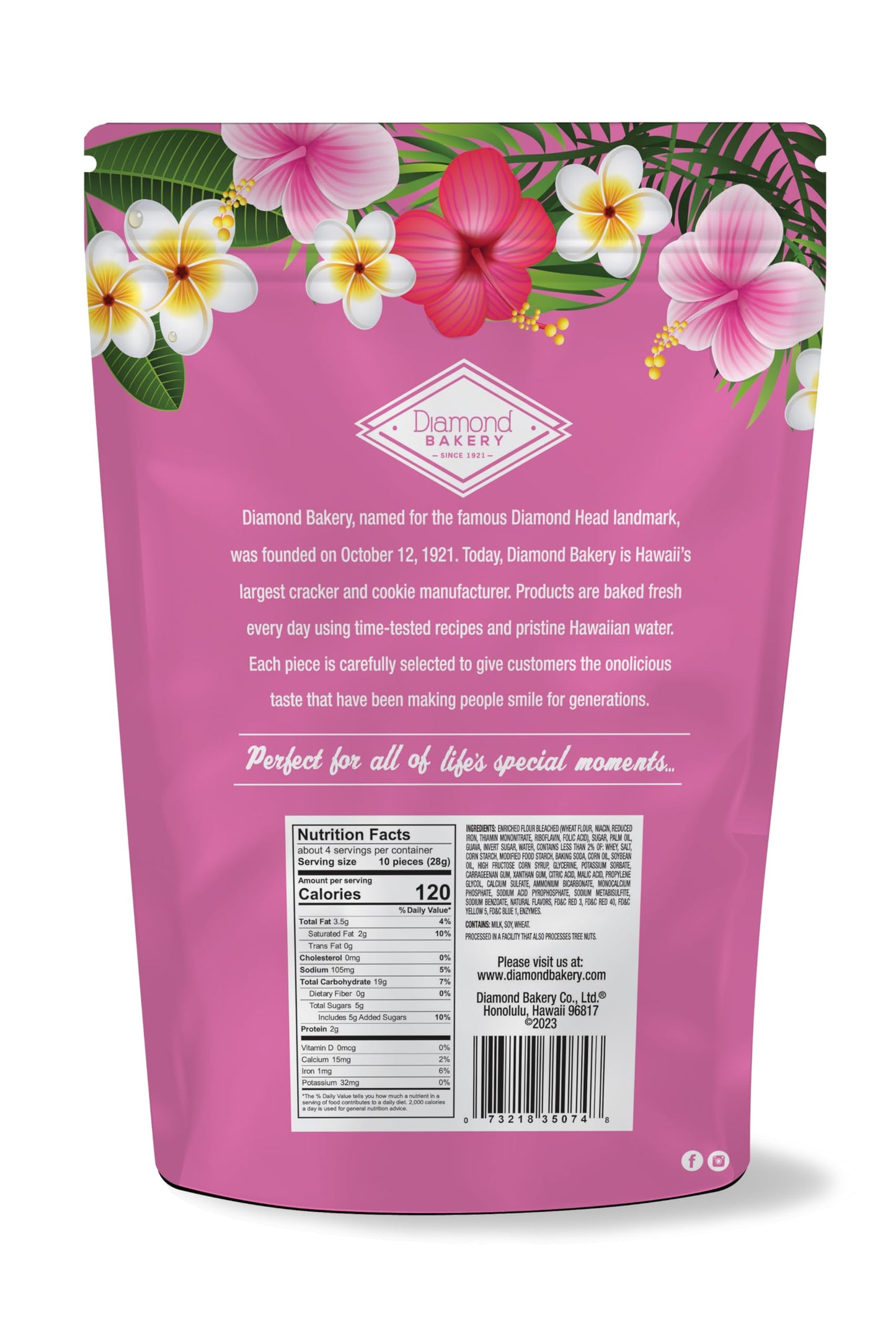 Diamond Bakery Hawaiian Guava Biscuits - Locally Made Crunchy Sweet Biscuits with Guava Flavor, 12oz, 3-Pack (Each 4oz Bag Contains 4 Servings)