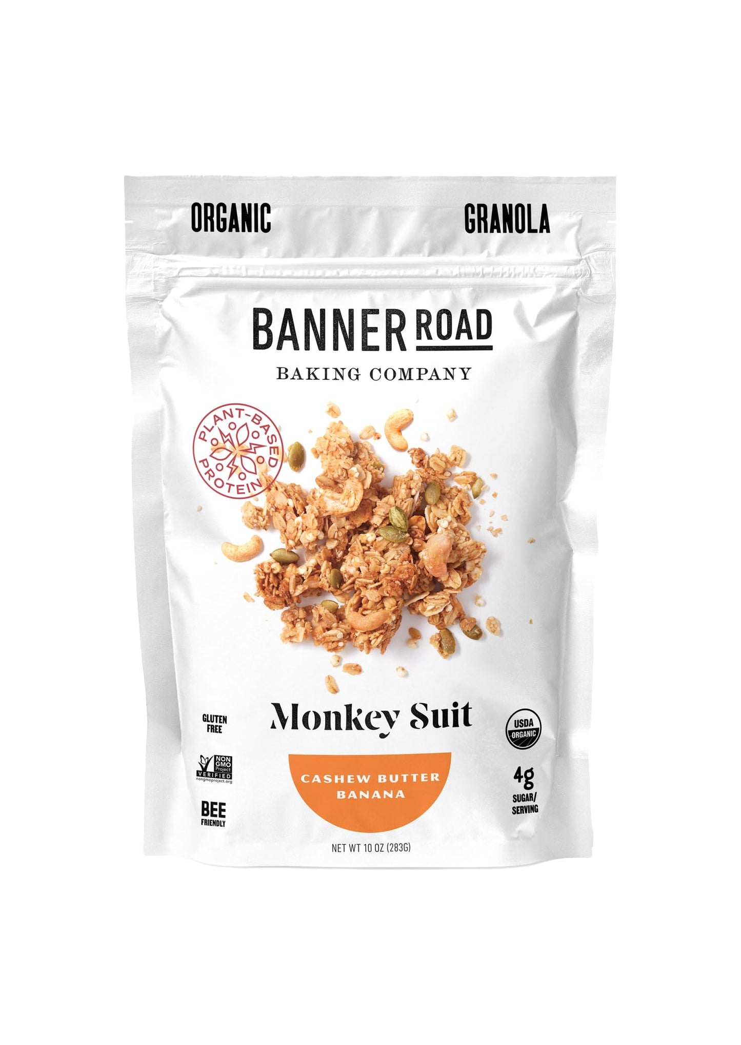 BANNER ROAD BAKING COMPANY Gluten Free Organic Granola Cereal - 10 oz. ("Monkey Suit" Cashew Butter/Banana, 10 oz. (Pack of 6))