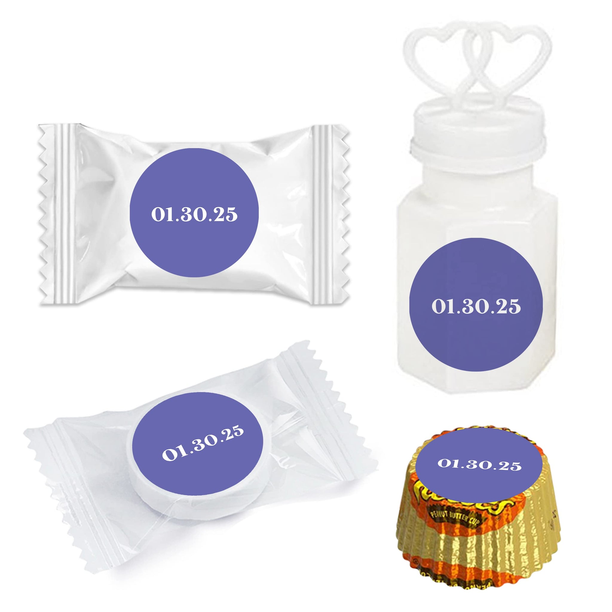 Andaz Press Personalized Very Peri Periwinkle Blue Wedding Collection, Custom Chocolate Drop Label Stickers, Best Day Ever, Custom Name Date Thank You