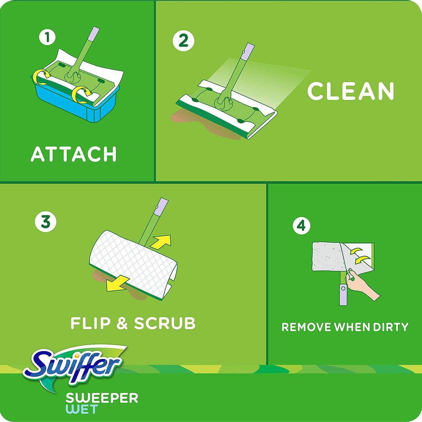 Swiffer Sweeper Wet Cloth Refill, White 64 Count