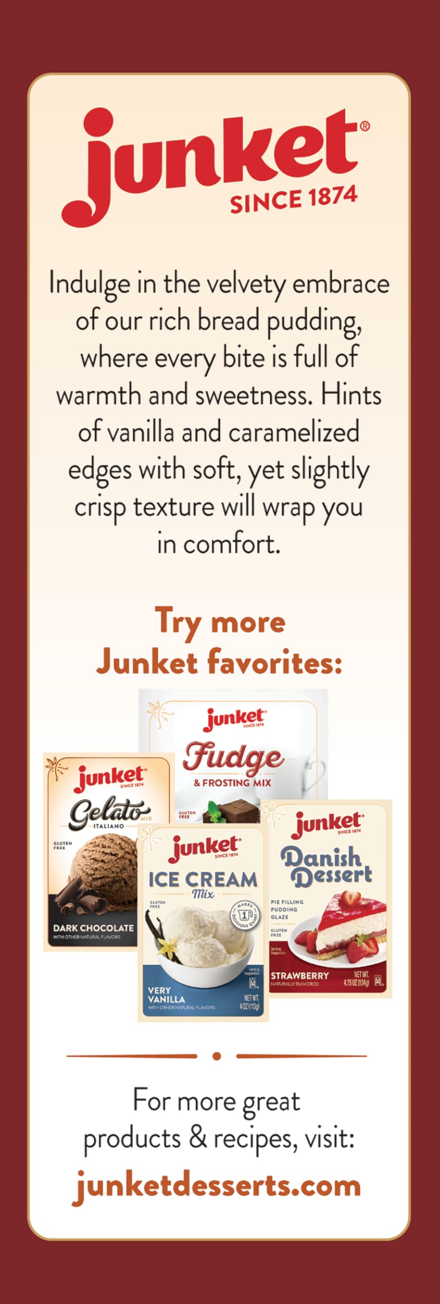 Junket Cinnamon Bread Pudding Mix, 5 oz, Makes 6 Servings
