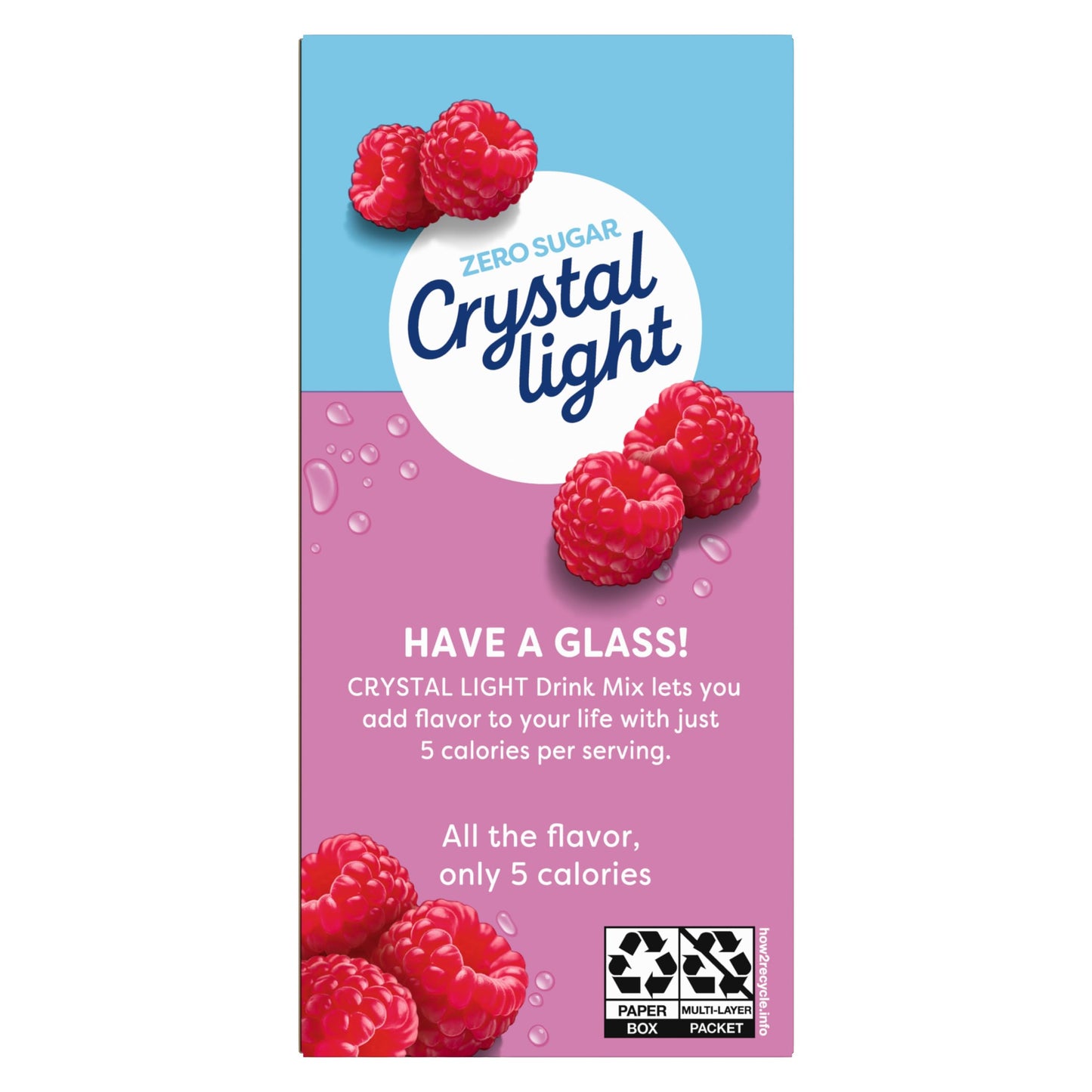 Crystal Light Drink Mix, 12 Packets, for Convenient On-the-Go Flavorful Hydration, Artificially Flavored Raspberry Ice, Zero Sugar, . 6 oz each