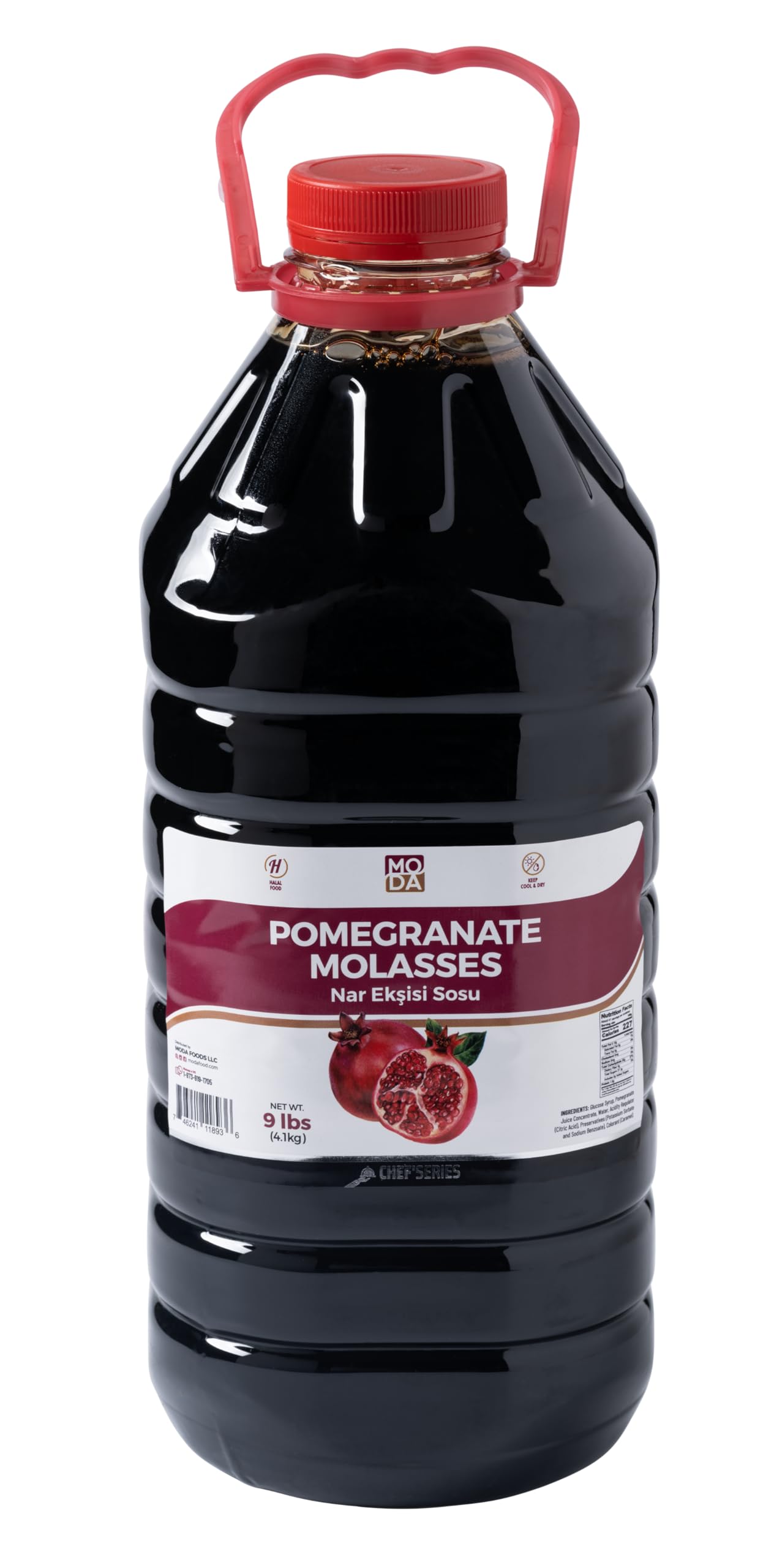 Pomegranate Molasses (Nar Eksisi Sosu), 9 lb / 4.1kg Bulk Jug - Sweet & Tangy Mediterranean Pomegranate Sauce for Marinades, Dressings, Grilling