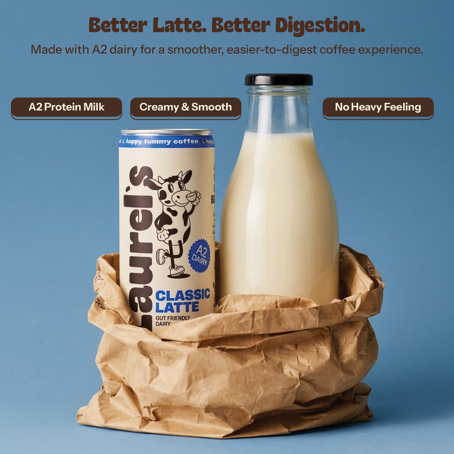 Laurels Coffee Classic Vanilla Latte Ready to Drink, Canned Iced Coffee Beverage with Organic A2 Milk, Smooth Vanilla Flavor, 80mg Caffeine, On-the-Go