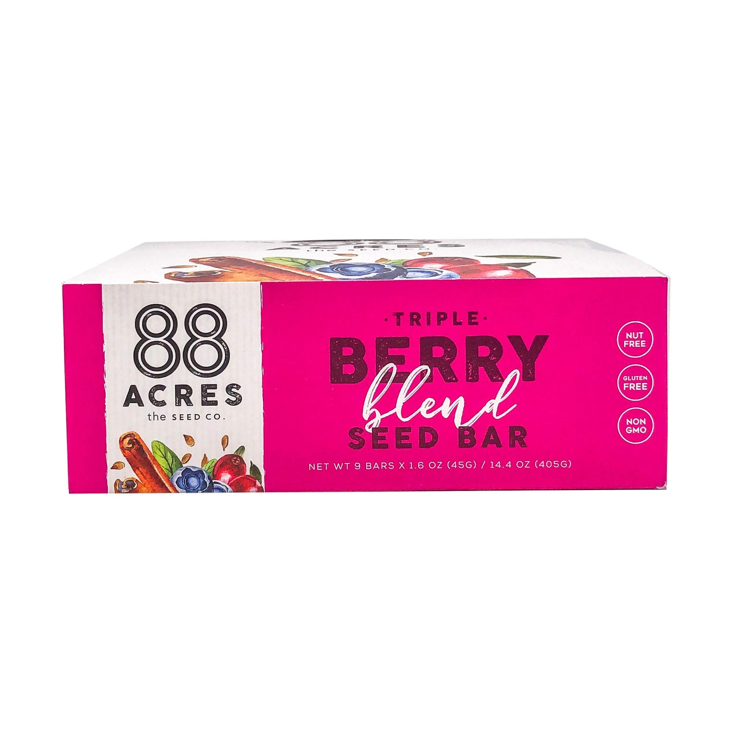 88 Acres Granola Bars, Triple Berry Crumble, 9 Count, School Safe, Allergen Free Seed & Oat Snack Bar, Gluten & Nut Free, Vegan, Non-GMO & Kosher