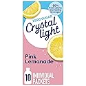 Crystal Light Drink Mix, 10 Packets, for Convenient On-the-Go Flavorful Hydration, Naturally Flavored Pink Lemonade with other natural flavor, Zero