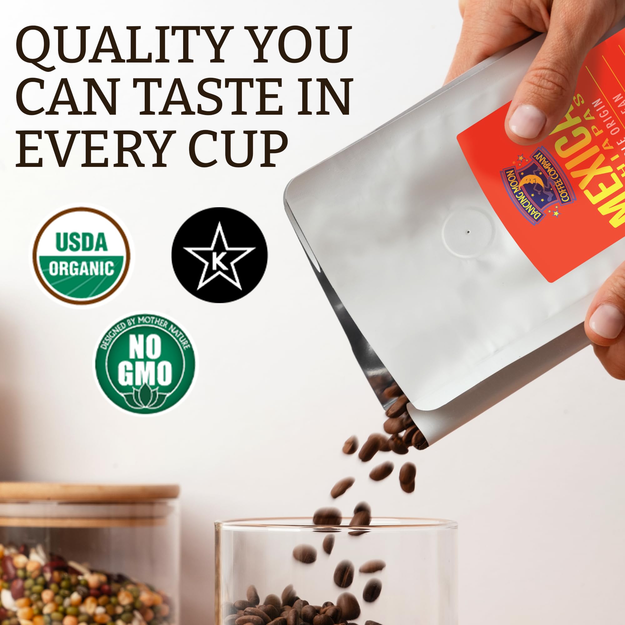 Dancing Moon Dark Roast, Mexican Chiapas Organic Whole Bean Coffee (1-pack)