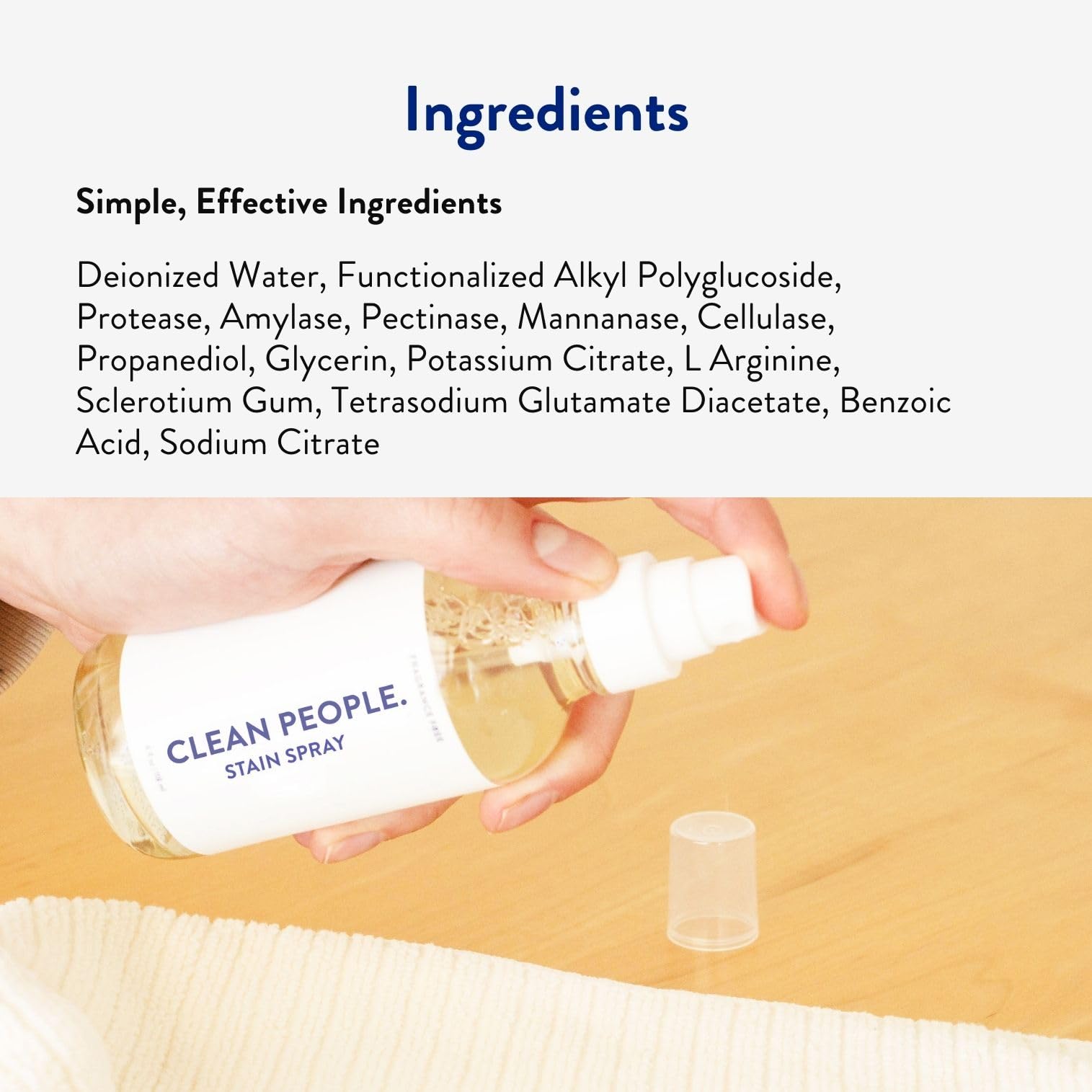 The Clean People Stain Remover Spray - Simple, Clean Ingredients - Laundry Spot Treatment for Food, Pet & Baby Stains - Boosted with Enzymes - Fabric