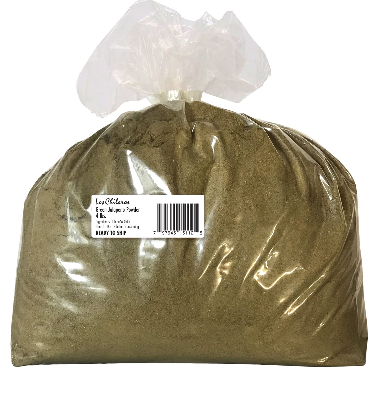 Los Chileros Green Jalapeno Powder, Bulk bag, 4lb (Pack of 1)