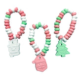 Christmas Candy Bracelets - Holiday Themed Candy for Kids - Bulk 24 Count Individually Wrapped Santa, Snowman, Christmas Tree Bracelets - Stocking