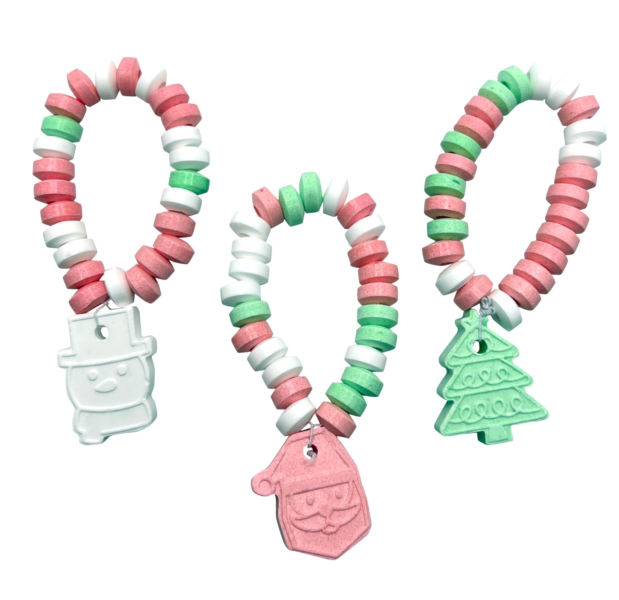 Christmas Candy Bracelets - Holiday Themed Candy for Kids - Bulk 24 Count Individually Wrapped Santa, Snowman, Christmas Tree Bracelets - Stocking
