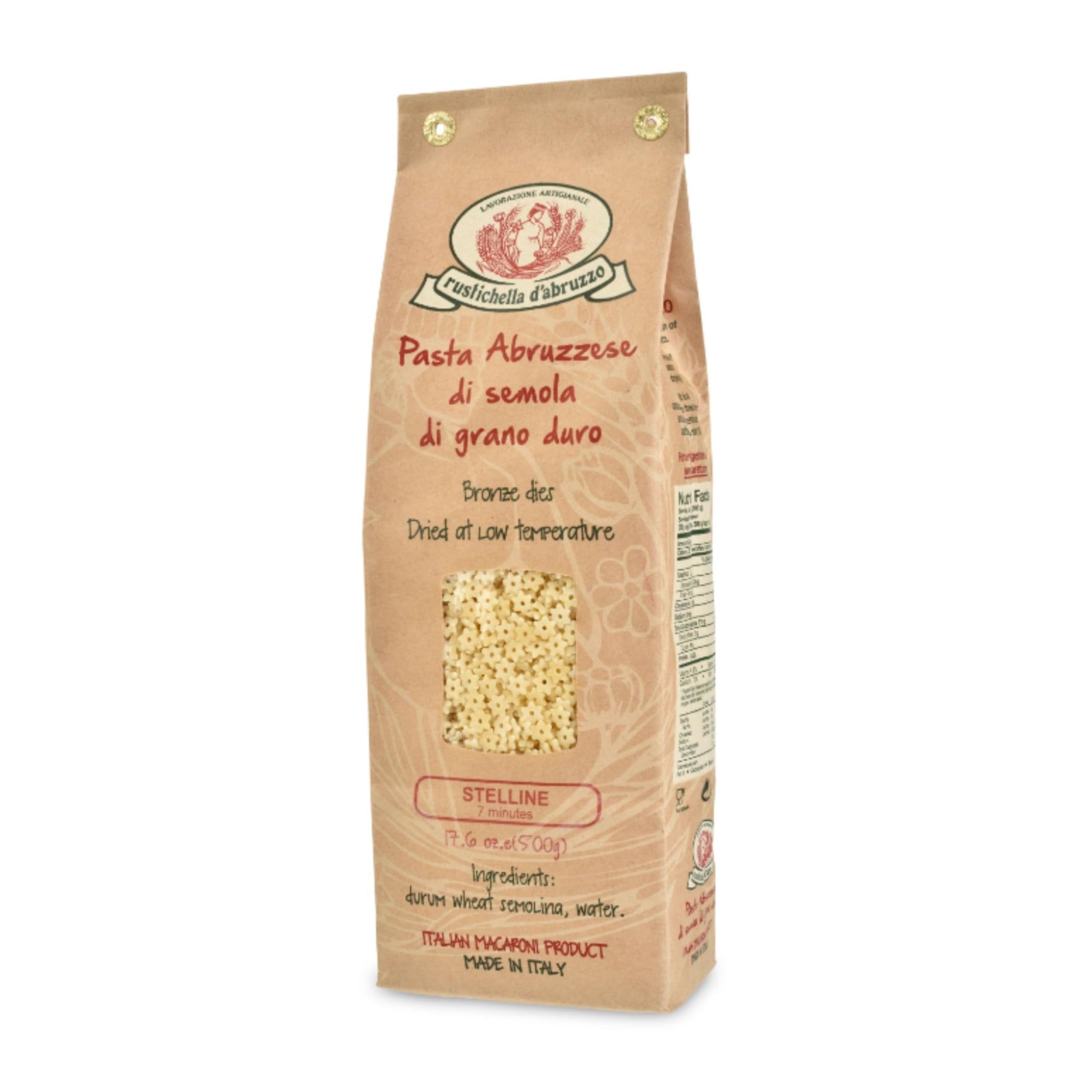 Rustichella d'Abruzzo Stelline Pastina - 500g Small Star-Shaped, Perfect for Broths, Soups, & Comfort Dishes - Made with Durum Wheat Semoor Kids