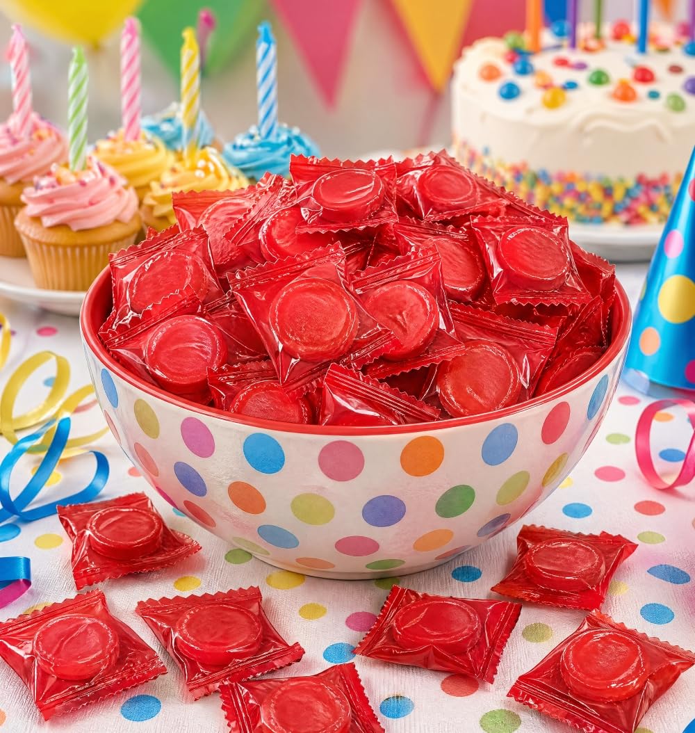 Cinnamon Candy - 2 lb Bulk Bag Spicy Sweet Fiery Flavor Classic Red Sweets Individually Wrapped Hard Discs Fresh. Perfect for Parties Offices Gifting