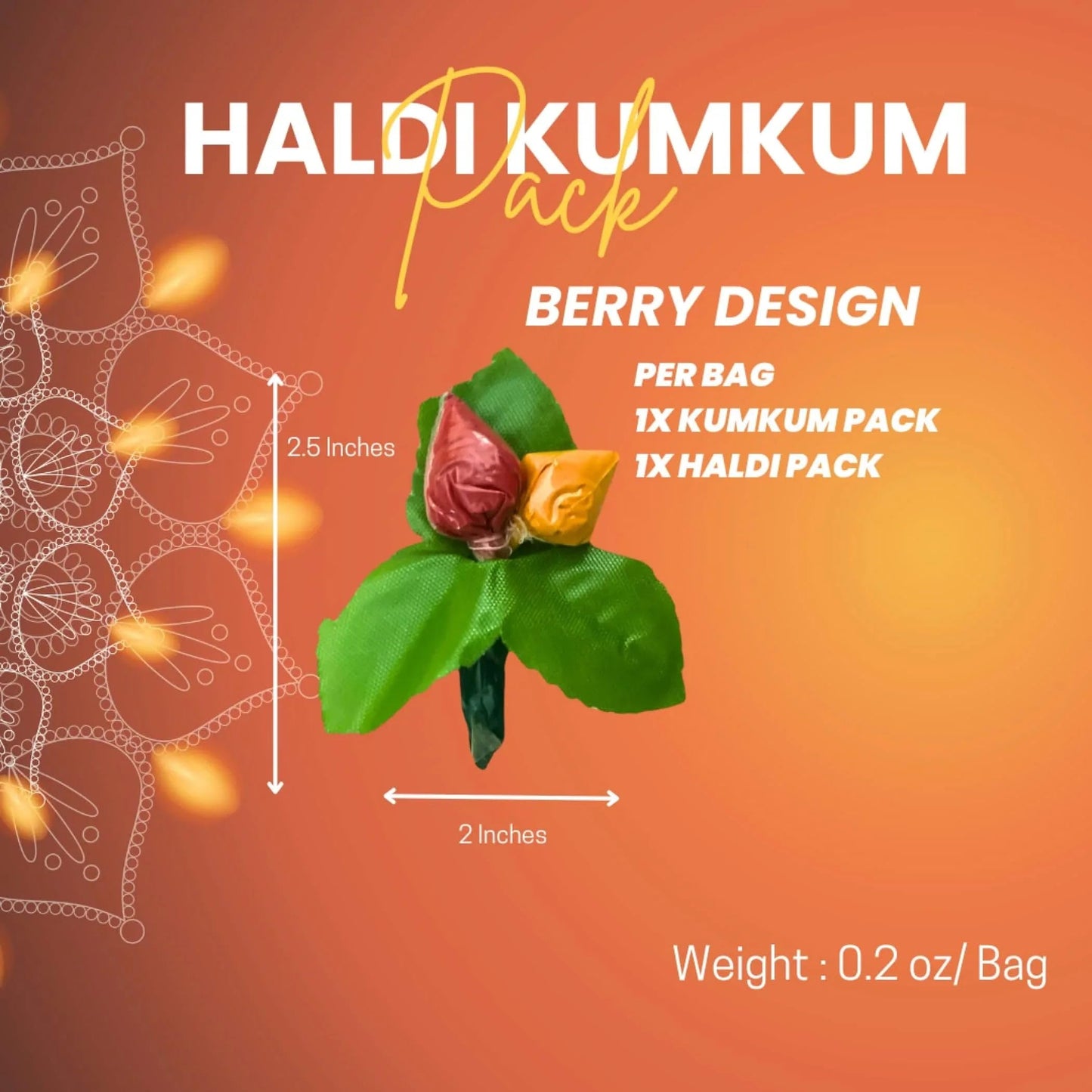 LoveNspire Strawberry Style Mini Haldi Kumkum Packets for Pooja Thali - Decorative Sindoor & Turmeric Powder Combo for Wedding & Housewarming Favors