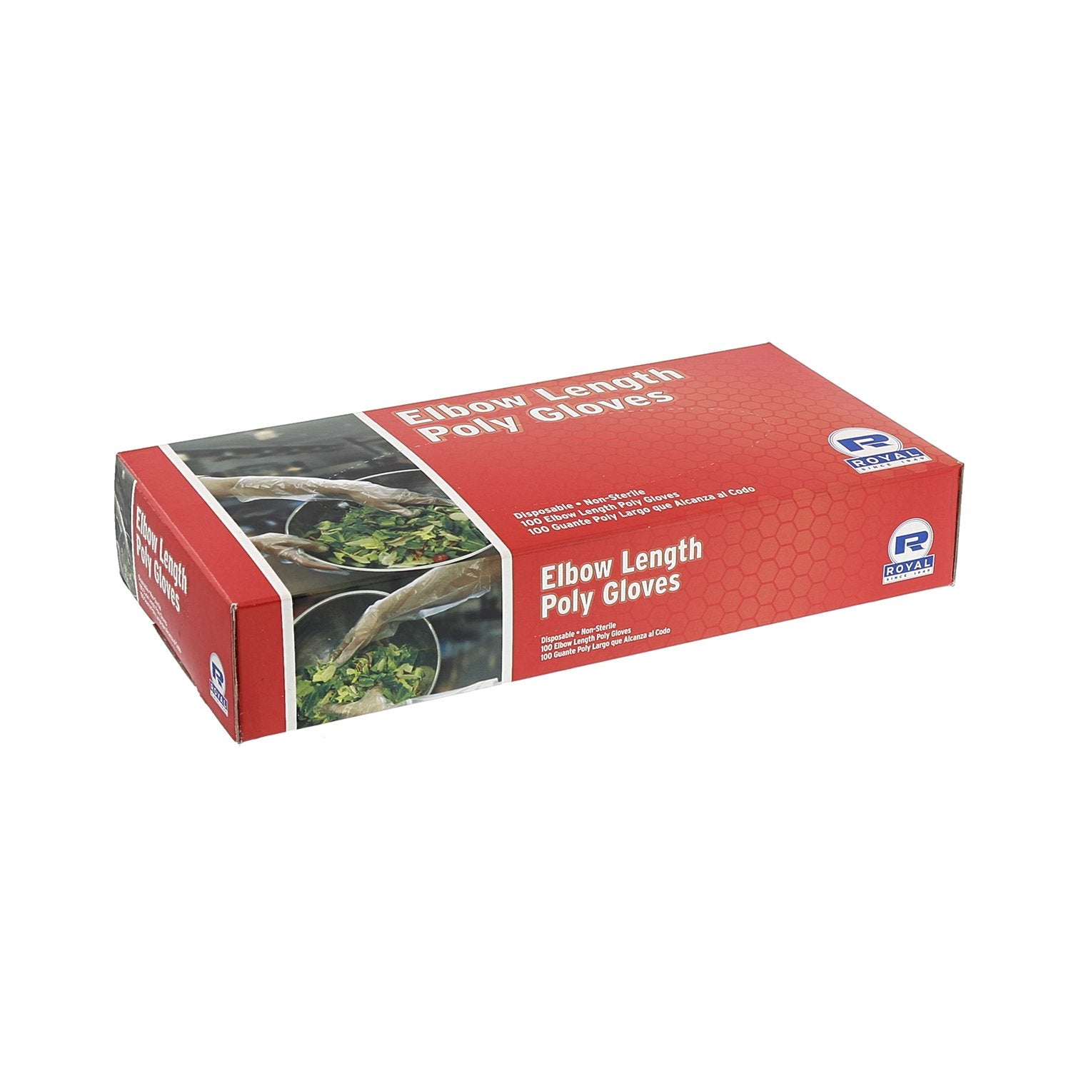 Royal Elbow Disposable Poly Gloves, 21.5 Inch, Box of 100