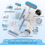 Multifunctional Pet Hair Remover Tool for Furniture, Reusable Washable Dog and Cat Hair Lint Removal Brush, 4 in 1 17.3Inch Extendable, Adjustable