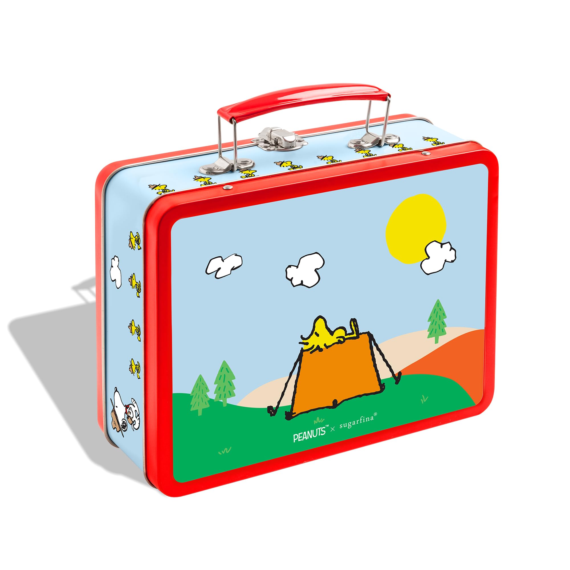 Peanuts x Sugarfina 3 Piece Candy Lunch Box | Chocolate Biscuits, Jelly Bears, Lemonade Stars