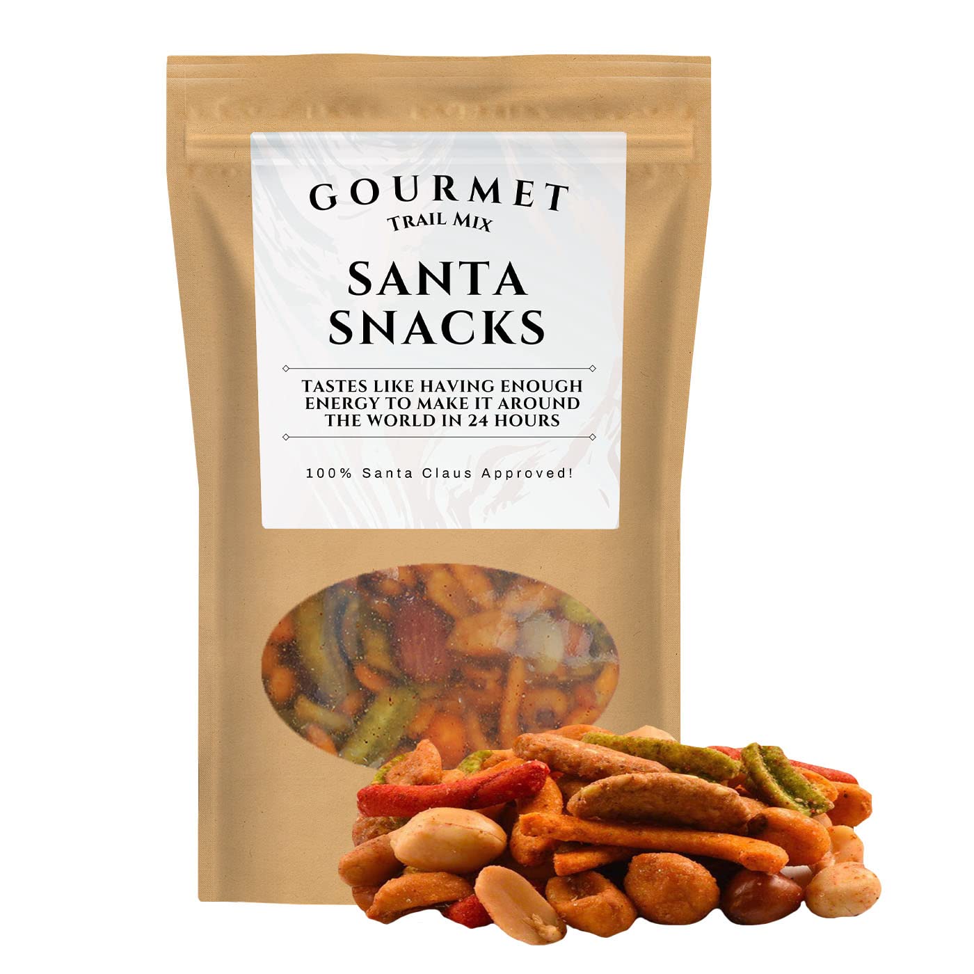 Santa Snacks Gourmet Trail Mix - Kepperton Premium Spicy Snack Blend for Men and Women - Funny Stocking Fillers Gift Baskets, Christmas Gift Ideas