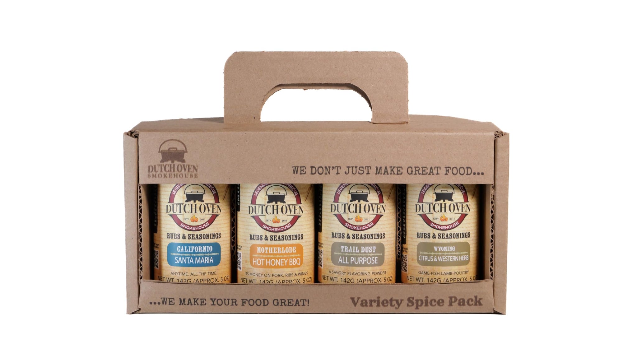 Dutch Oven Smokehouse Variety Spice gift Pak III - Motherlode, Trail Dust, Californio, Wyoming - Handcrafted Seasoning for Brisket, Pork, Ribs