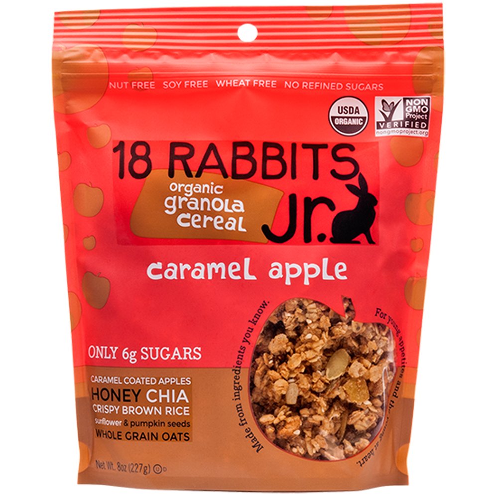 18 Rabbits Junior Organic Granola Cereal, Caramel Apple, 8 Ounce