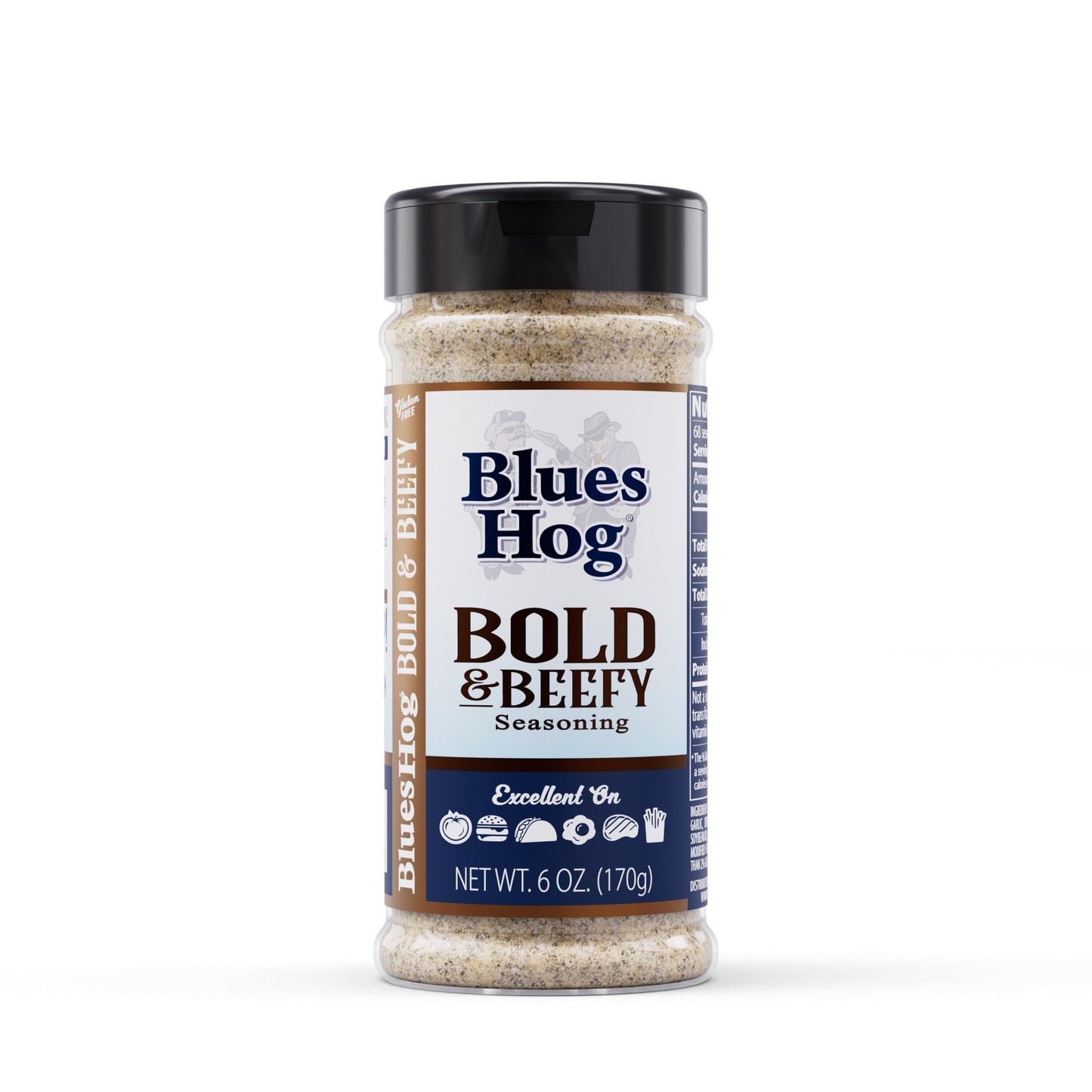 Blues Hog Bold & Beefy Seasoning, Gourmet BBQ Rub for Brisket, Burgers & More, All-Natural, Gluten-Free, Made in the USA, 6 oz