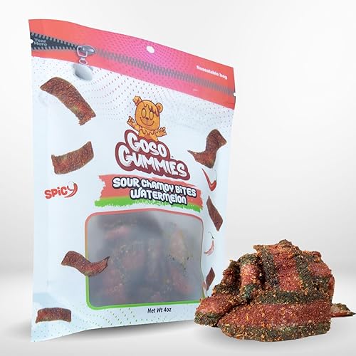Goso Gummies Sour Watermelon Chamoy Strips - 4oz Bag | Tangy Candy With Real Chamoy Flavor | Sour, Spicy, Sweet | TikTok Viral Candy | Premium Gummy