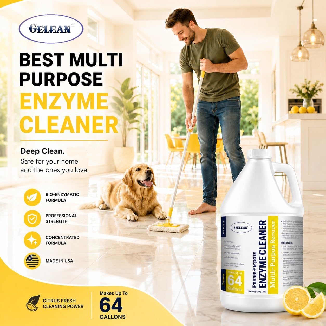 Enzymatic Cleaner Multi-Purpose Enzyme Cleaner for Dog Urine and Poop Carpet | Cat Pee Odor eliminator Pet Urine Enzyme Drain Cleaner | Floors