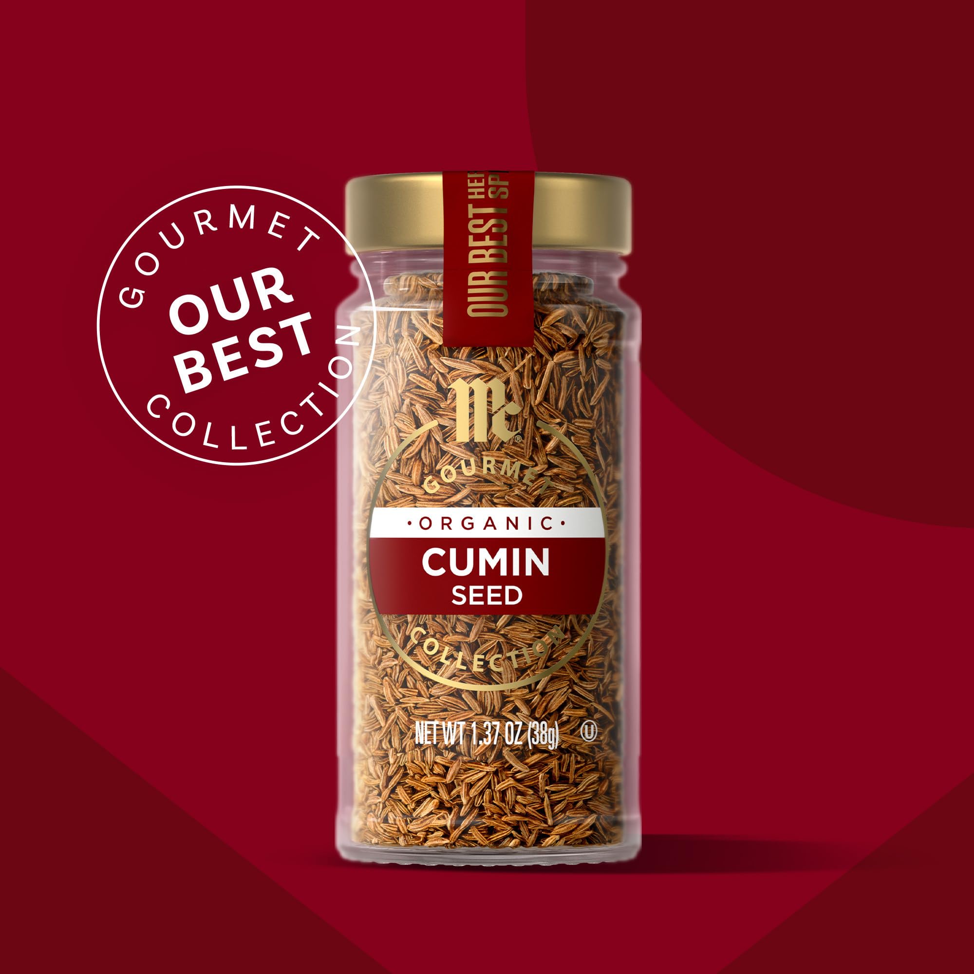 McCormick Gourmet Collection Cumin Seed, Organic, Non GMO, Kosher, Our Best Herbs & Spices, Earthy Aroma & Flavor, Can Be Toasted, Elevate Chili