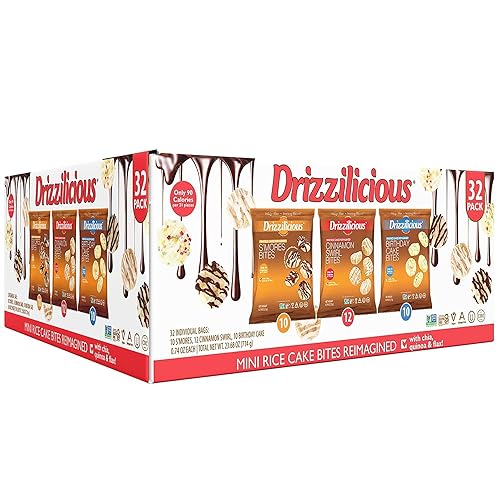 Drizzilicious Mini Rice Cakes Variety Pack - Rice Crisps, Healthy Snack for Adults and Kids, Flavored Rice Cakes, Vegan, Gluten Free, Allergen Free