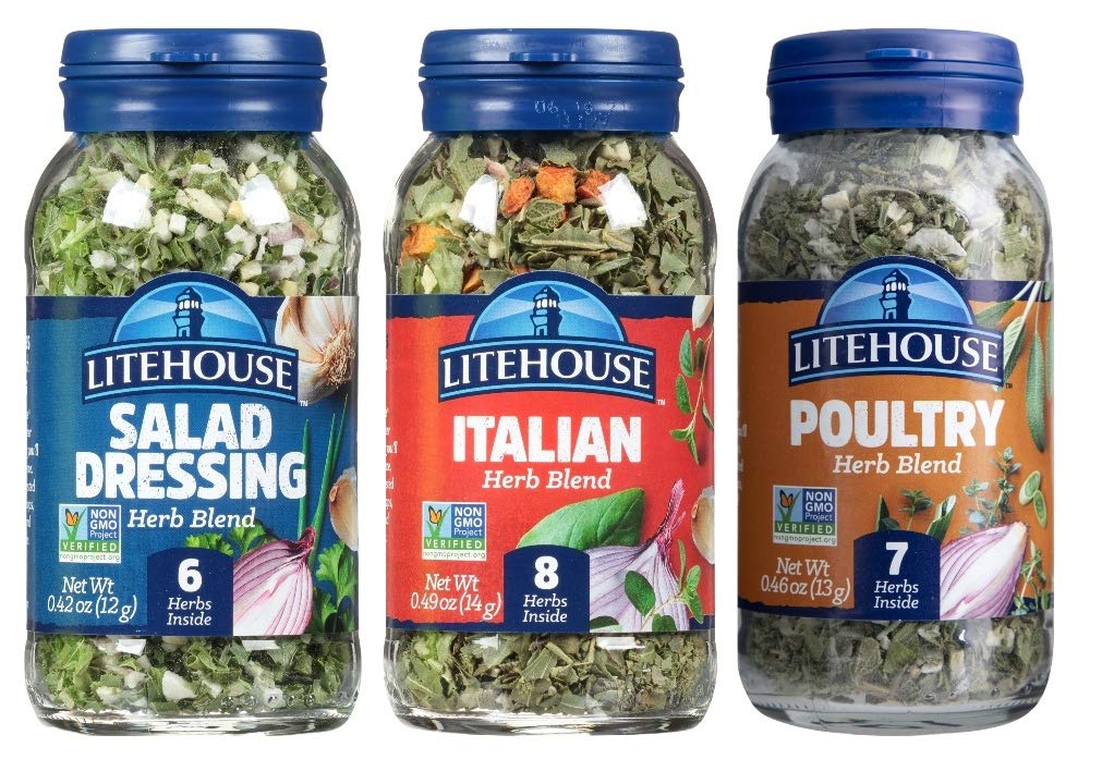 Litehouse Freeze-Dried Flavors Variety Herb Blend Pack, (Italian, Poultry, Salad Dressing Herb Blend,) - Organic Spice, Non-GMO, Gluten-Free - 3-Pack