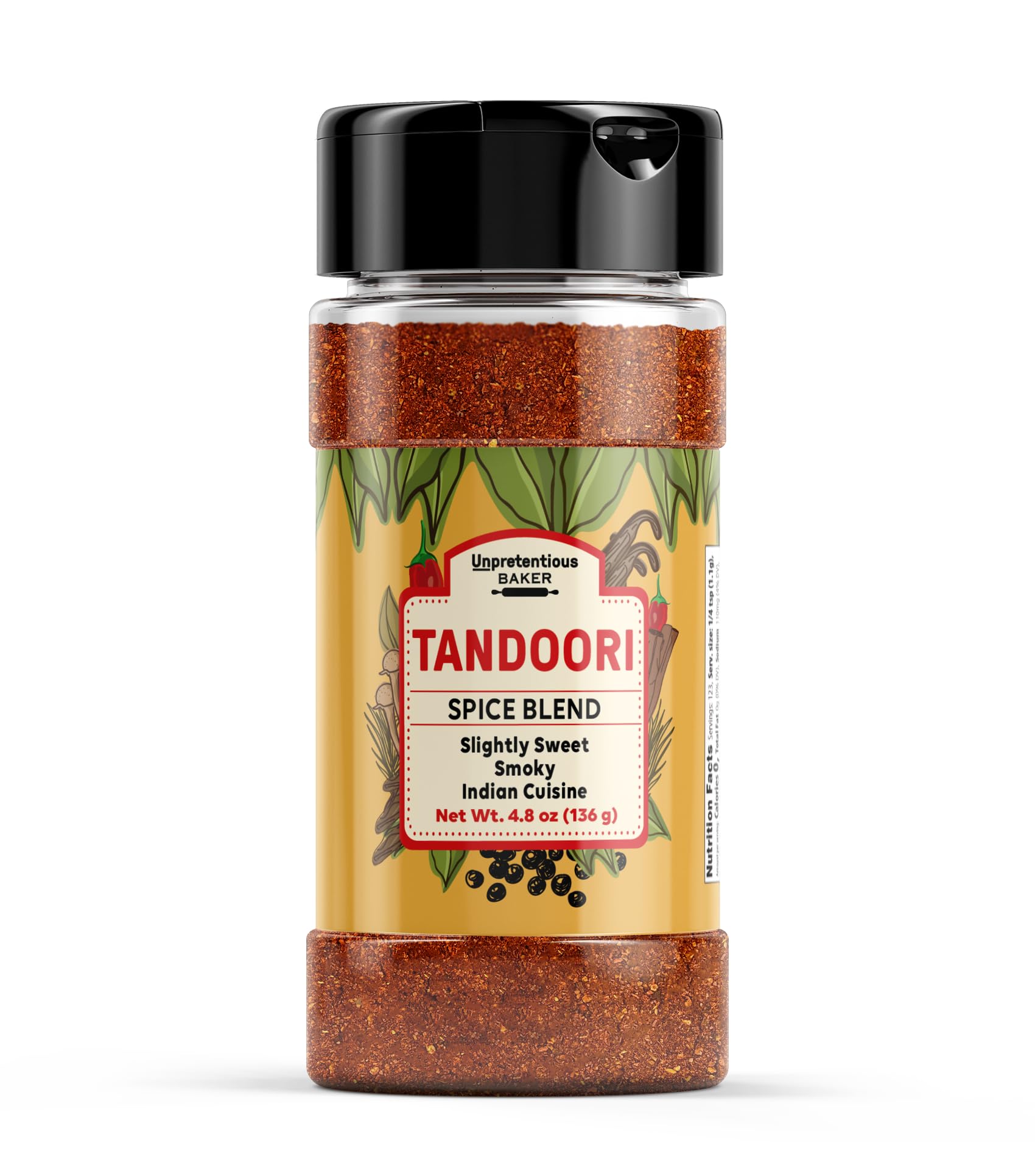 Unpretentious Tandoori Spice Blend, 4.8 oz, Slightly Sweet & Smoky Flavor, Indian Cuisine, Meat & Vegetables