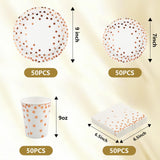 hapray 201PCS Disposable Paper Plates Rose Gold Party Supplies, Polka Dots Birthday and Baptism Decorations, include Cups, Napkins, Plastic